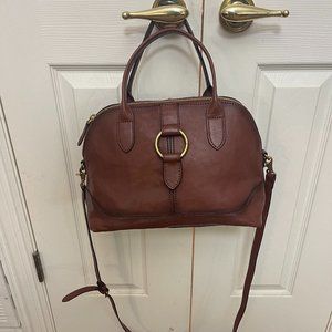 Frye Ring Dome Satchel Handbag Brown Leather